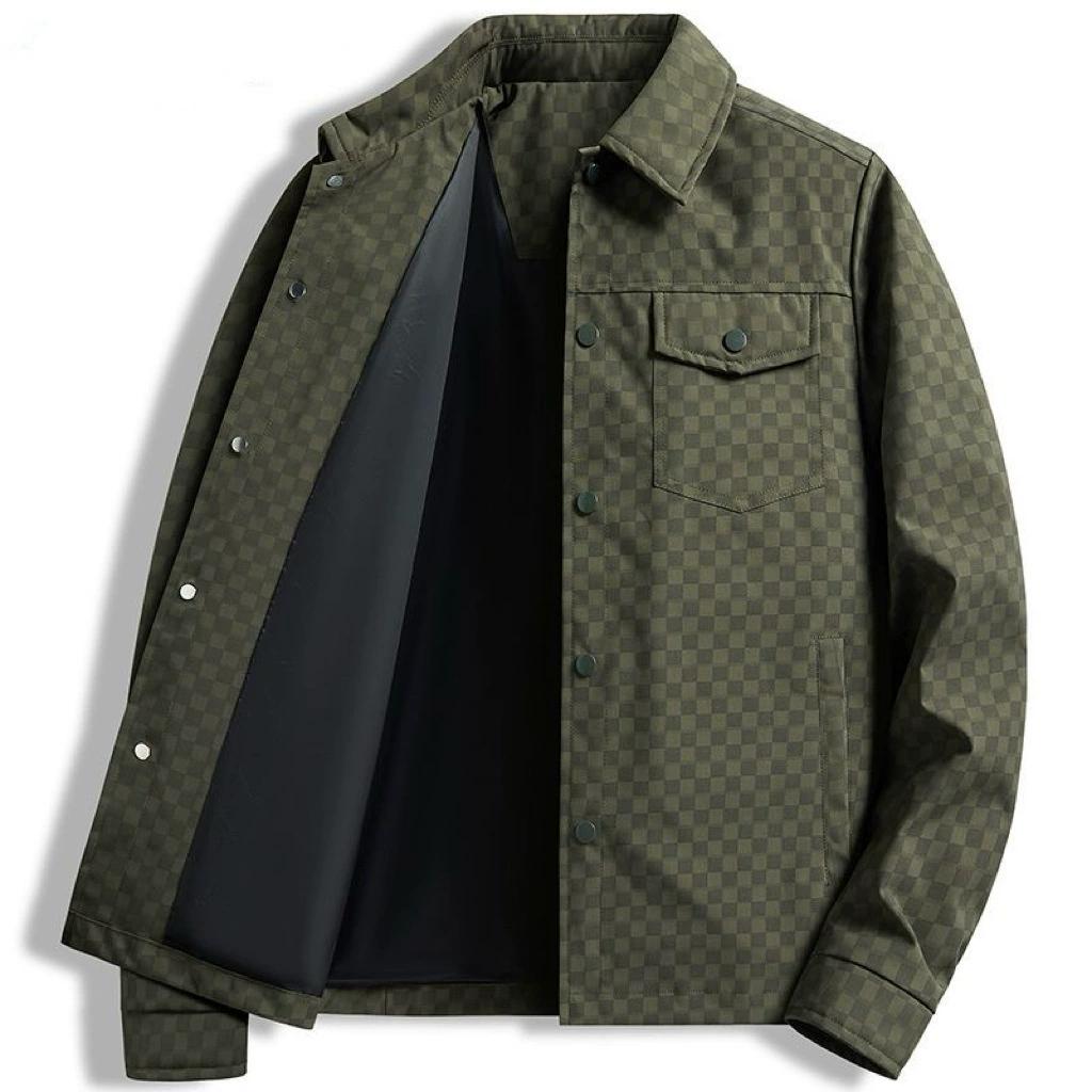 Осенне-зимняя мода с клетчатыми лацканами, мужская куртка с воротником-стойкой