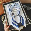 Summer 2023 Blue & White Silk Scarf: Elegant & Versatile 70cm Square Scarf for Women
