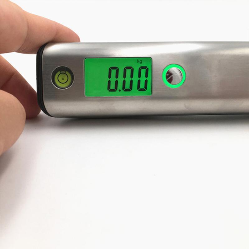 Stainless Steel LCD Hanging Luggage Weighing Scale 50kg Backlit Portable Fish Hook Hanging Scale with Tape Measure