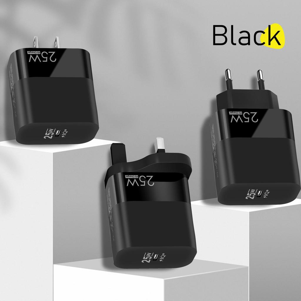Зарядное устройство Type-C PD 25 Вт: Однопортовый адаптер стандартного типа EU/US/UK для мобильных телефонов