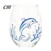 Ocean Lover Birthday Gift Handcrafted Glass Cup, Unique Marine Animal Theme Print Artisan Hand Blown Cup Bar Tumbler, Decorative Glassware for