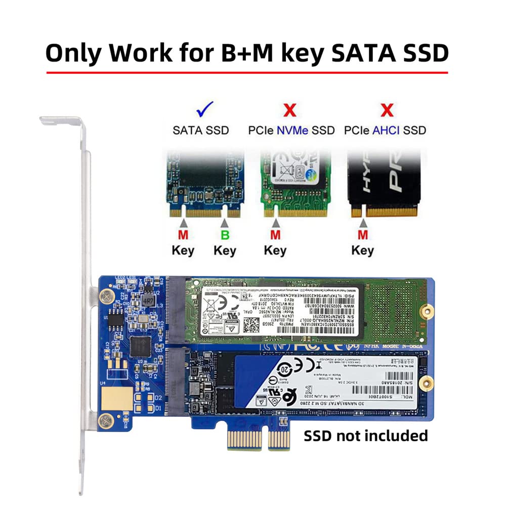 NFHK Двойной SATA NGFF Key B+M SSD PCI-E 1x Материнская плата Настольный Адаптер Конвертер SSD Карты JMB582 2280.