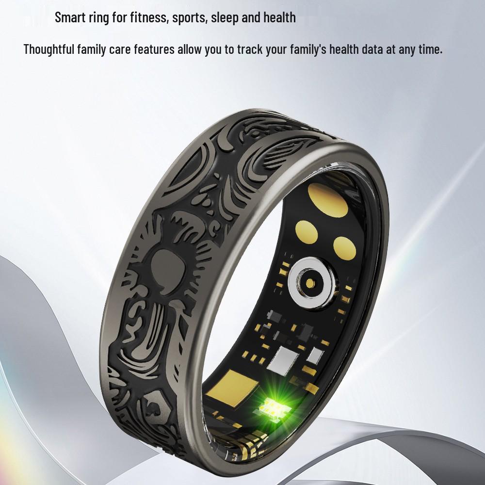 Bluetooth 5.0 Smart Ring: Titanium Steel, Non-fading, Monitors Heart Rate, Blood Pressure, Blood Oxygen, Sleep.