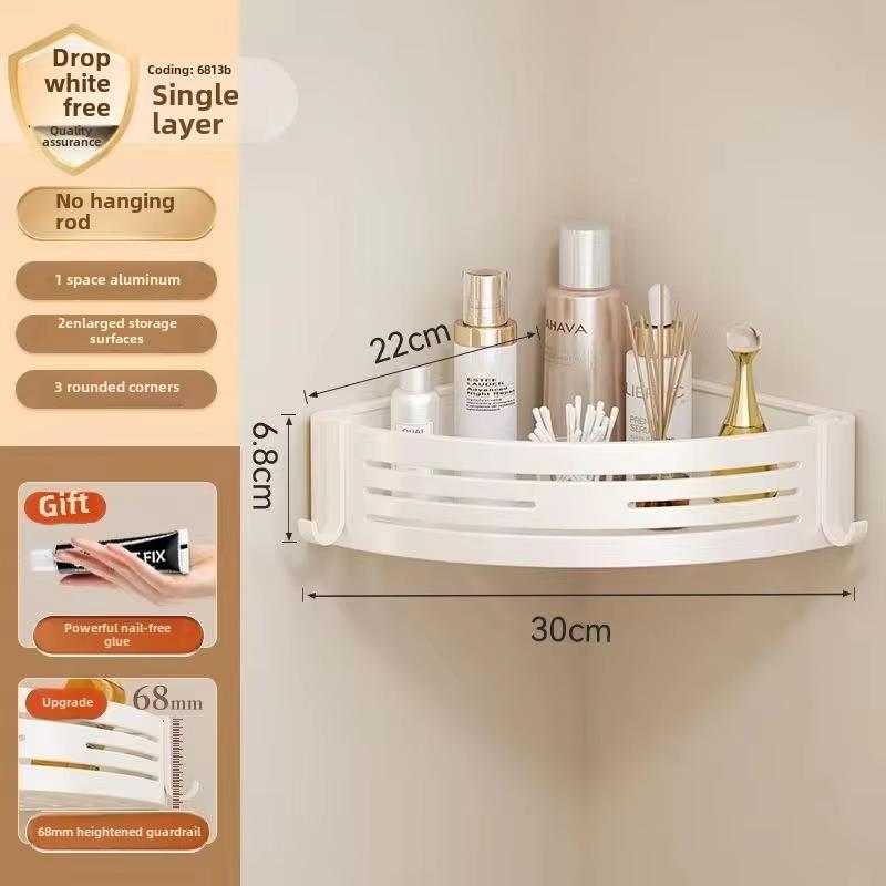 Bathroom Shelf Aluminum Alloy Shampoo Rack Makeup Storage Organizer Shower Shelf Bathroom Accessories No Drill Wall Corner Shelf