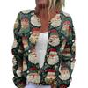 Women's Fashion Christmas Print Long Sleeve Knitted Cardigan Button Jacket