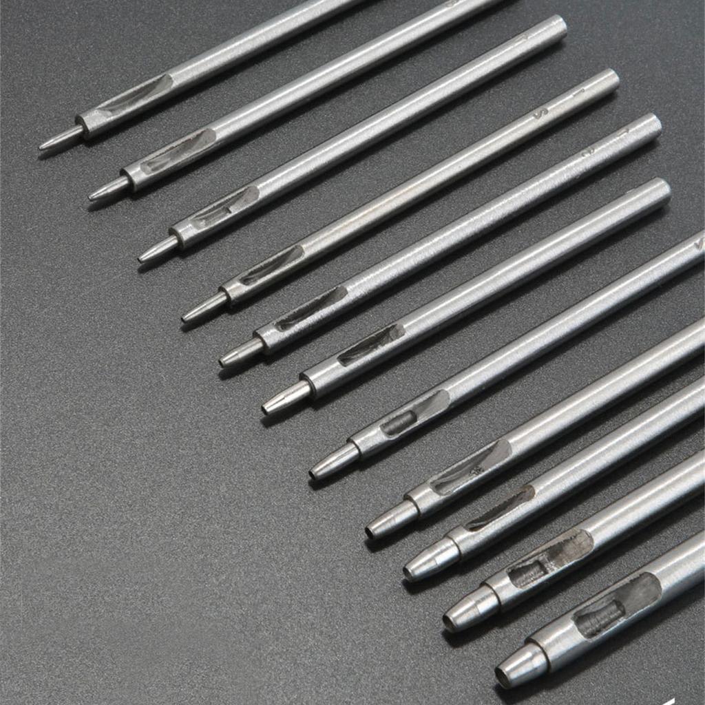 Round Steel Hollow Puncher 0.5mm To 4mm Leather Hole Punch Tool Leather Craft Hollow Hole Punch Cutter Tools for Leather