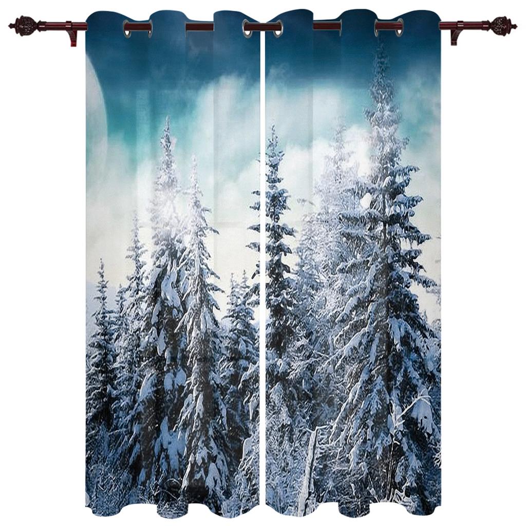 Шторы на окна со снежинками из соснового леса, роскошный декор для гостиной, рождественские шторы для спальни, кухни, оконные шторы
