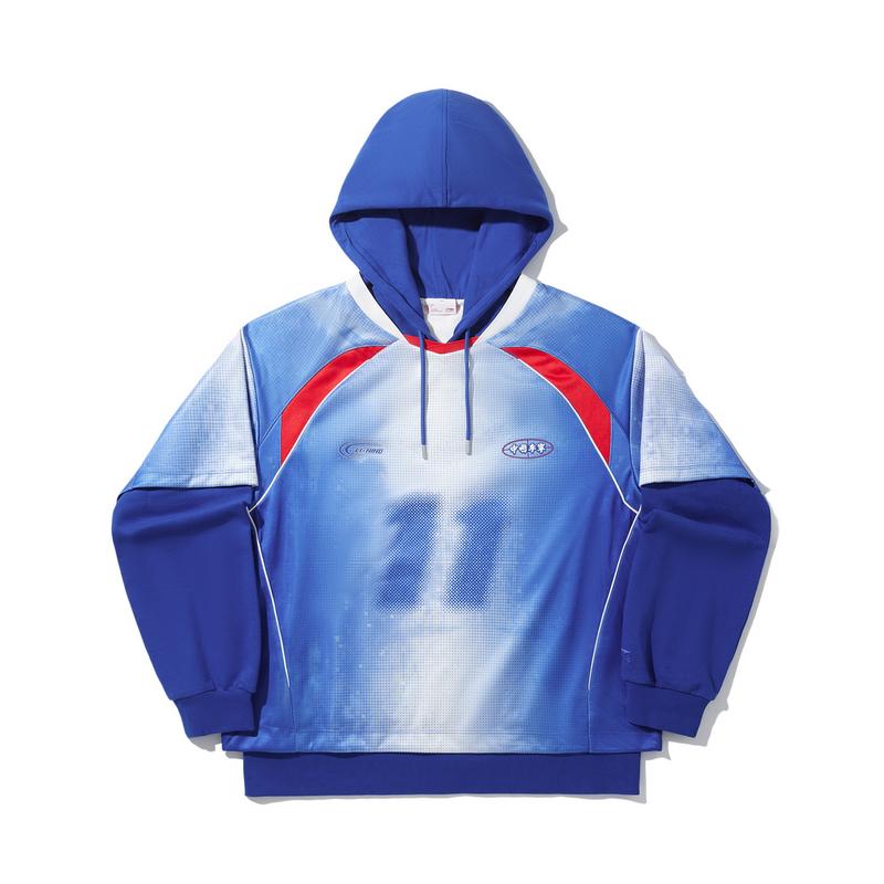 Li Ning Retro Sports Series Sweatshirt Men Sweatshirt Cool-Wind-Blue Multicolor-Print AWDVN45-1