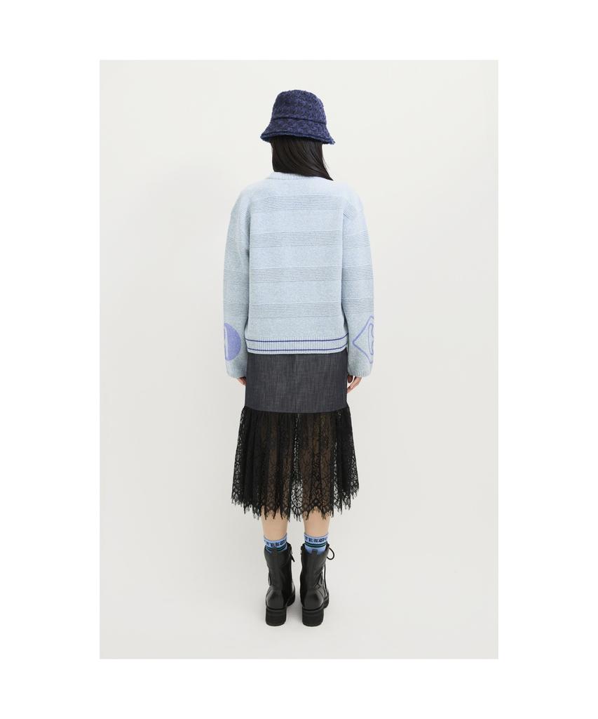 LUCKY CHOUETTE Sleeve Emblem Printed Kni Pullover (Light Blue) Lfwas25110Bul