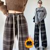 Шерстяные брюки Ollie Plaid Wide Leg женские зимние брюки Plus Cashmere Vintage High Talys Straight