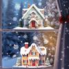 Christmas Double House Window Cling Removable Waterproof PVC Merry Christmas Winter Cabin Static