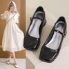 Новые летние туфли-лодочки на толстом каблуке, серебристые, Мэри Джейн, женские, с юбкой, темпераментные, одинарные туфли, маленькие кожаные туфли