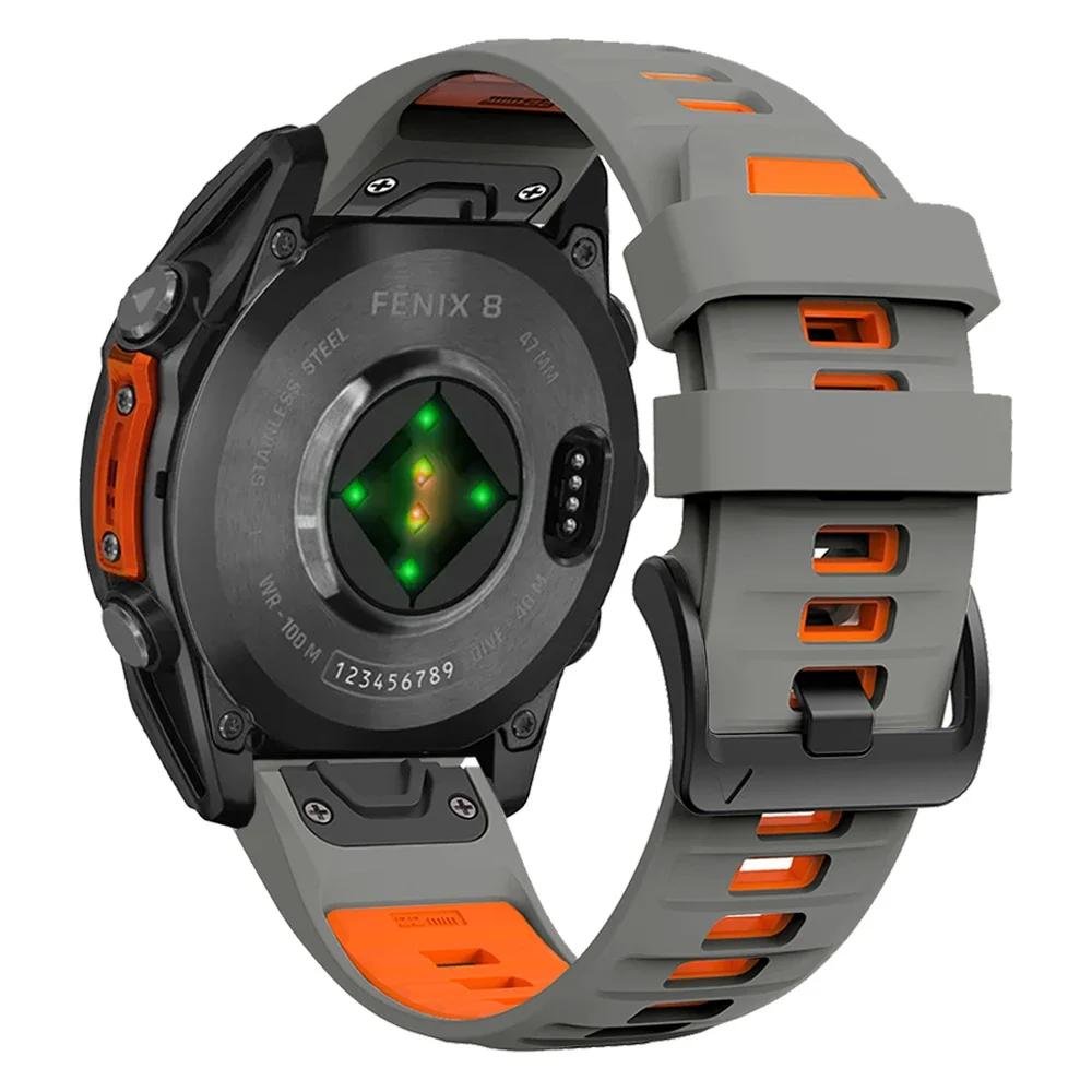 Ремешок для часов Fenix8 Для Garmin Fenix 8 47мм 51мм E 7 7X 6 6X 5 5X/Epix Pro/Enduro 3 QuickFit 22мм 26мм Силиконовый ремешок Браслет