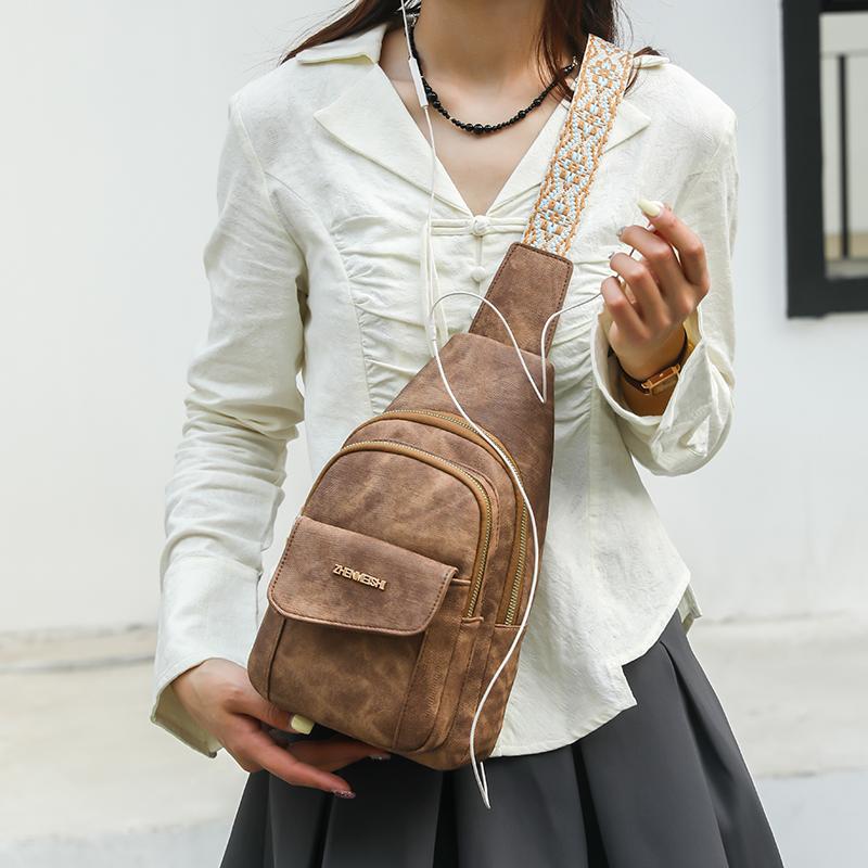 Soft Leather Chest Bag Women Crossbody Bag Single Shoulder Bag