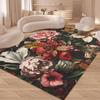 Florals Print Area Rug Machine Washable Carpets for Home Living Room Kitchen Bedroom Decor Anti-Slip Floor Mat