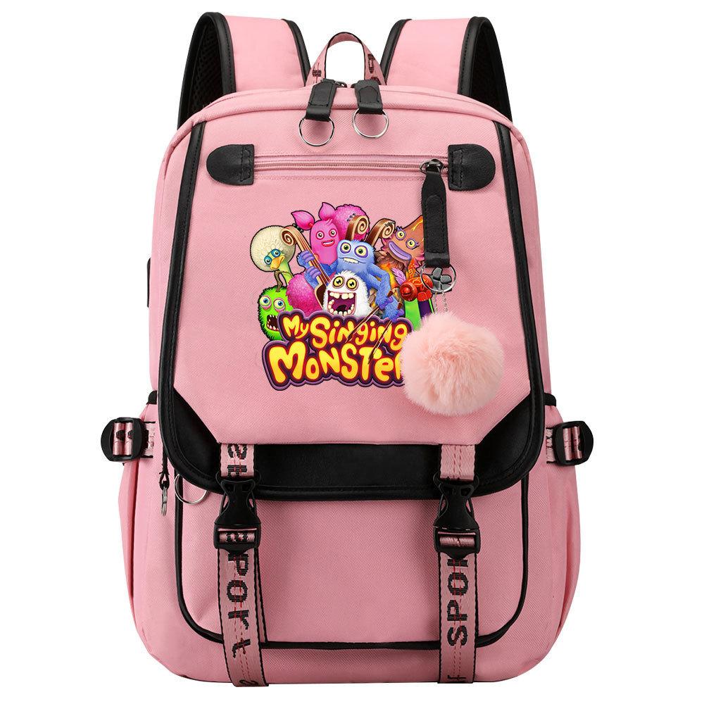 Игровой рюкзак Monster Concert с принтом, USB, для подростков, студентов, школьный, мужской и женский, повседневный, с лямками, откидной