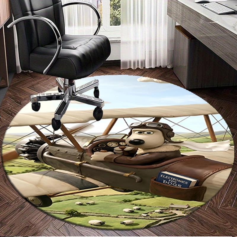 1PC Christmas Party Gromit Round Rug, Non-slip Chair Mat, Home Decor, Circle Carpet Perfect for Office, Bedroom, Living Room,Christmas gift