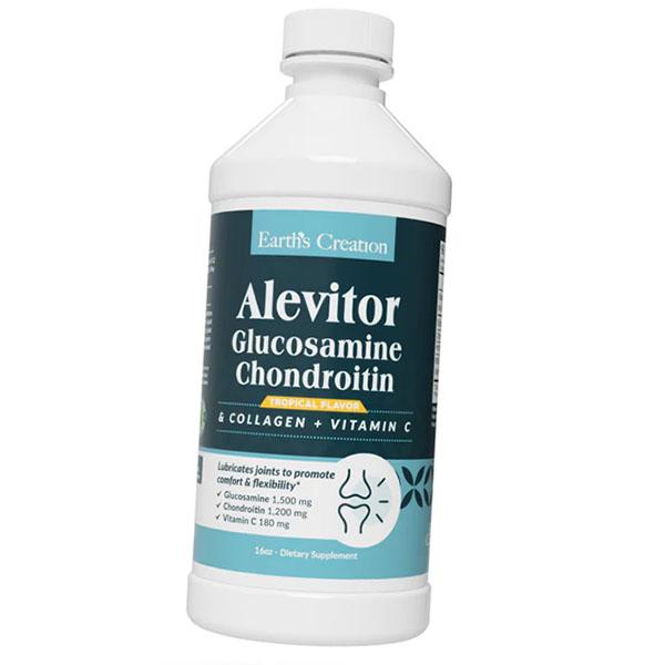 Глюкозамин Хондроитин с Коллагеном и Витамином С, Alevitor - Liquid Glucosamine Chondroitin, Earth's Creation 473мл Тропический (03604002)