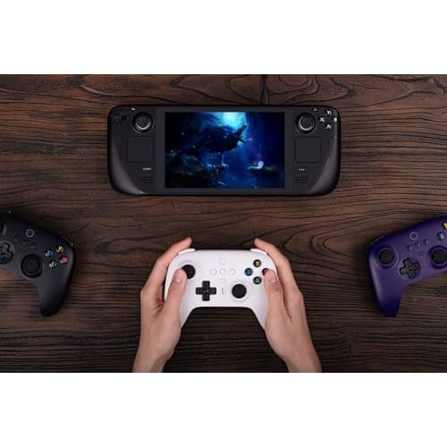 Беспроводной контроллер 8BitDo Ultimate 2.4G, Обновление джойстика с эффектом Холла, Игровой контроллер с зарядной док-станцией для ПК, Android, Steam Deck и Apple (белый)