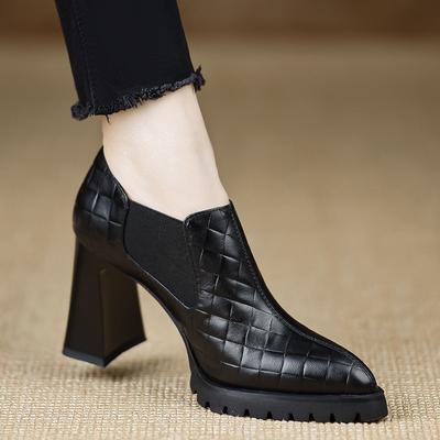 Модные туфли AJGS Новые высококачественные туфли для женщин на высоком каблуке Осенние однотонные кожаные туфли Сексуальные вечерние туфли на платформе с нескользящим высоким каблуком для женщин