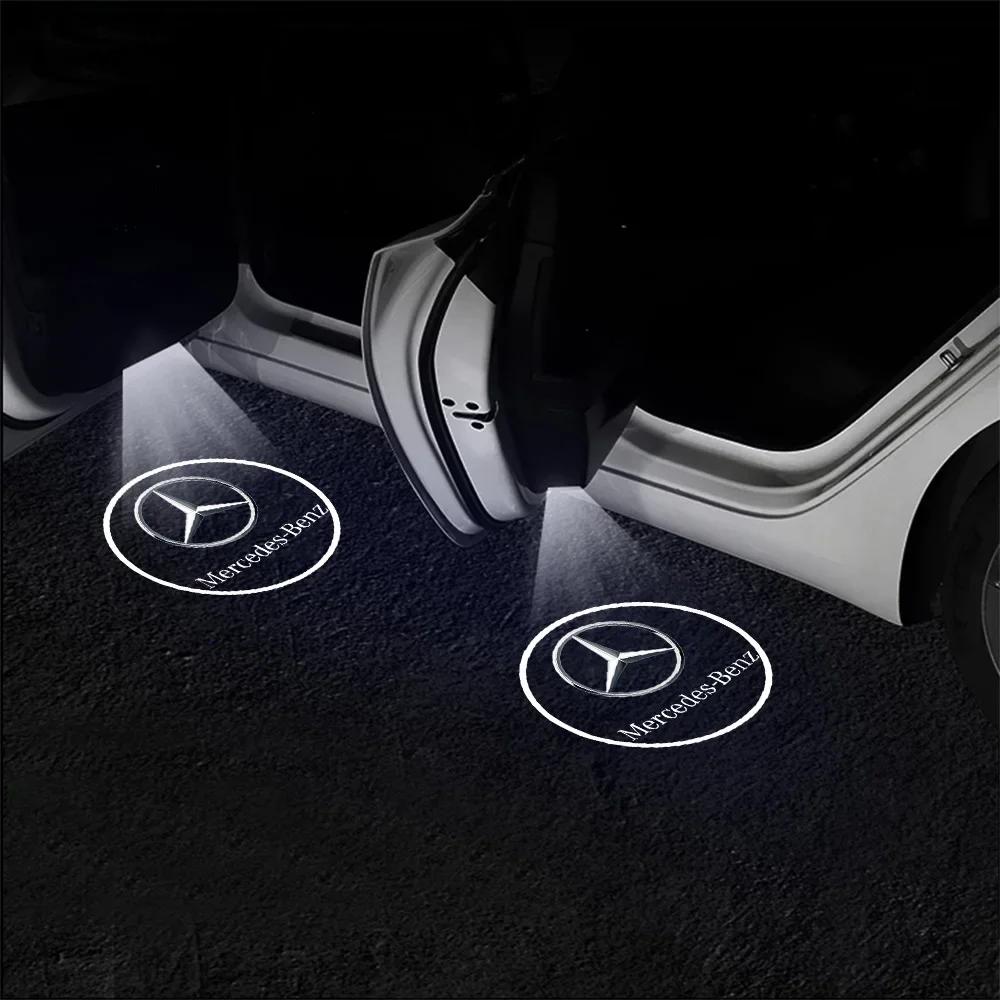BVC1 C200 E200 New For Mercedes Benz 2/4PCS Car Door Logo Welcome Lamp Wireless Projector Light For Mercedes Benz AMG Smart Fortwo Cl