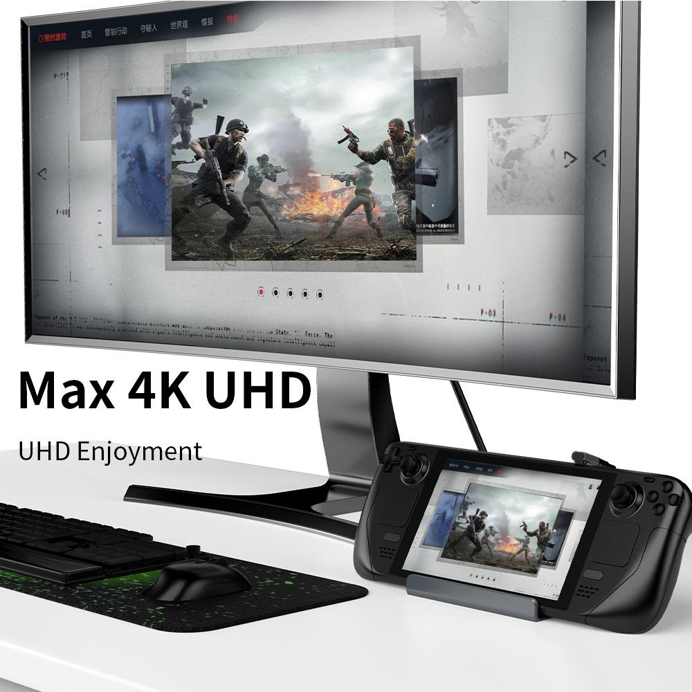 FX-2221 Док-станция 7-в-1 для Steam Deck Подставка для игровой консоли USB-хаб RJ45 + HD + 2xUSB3.0 + USB2.0 + Передача данных Type-C + Адаптер Type-C PD