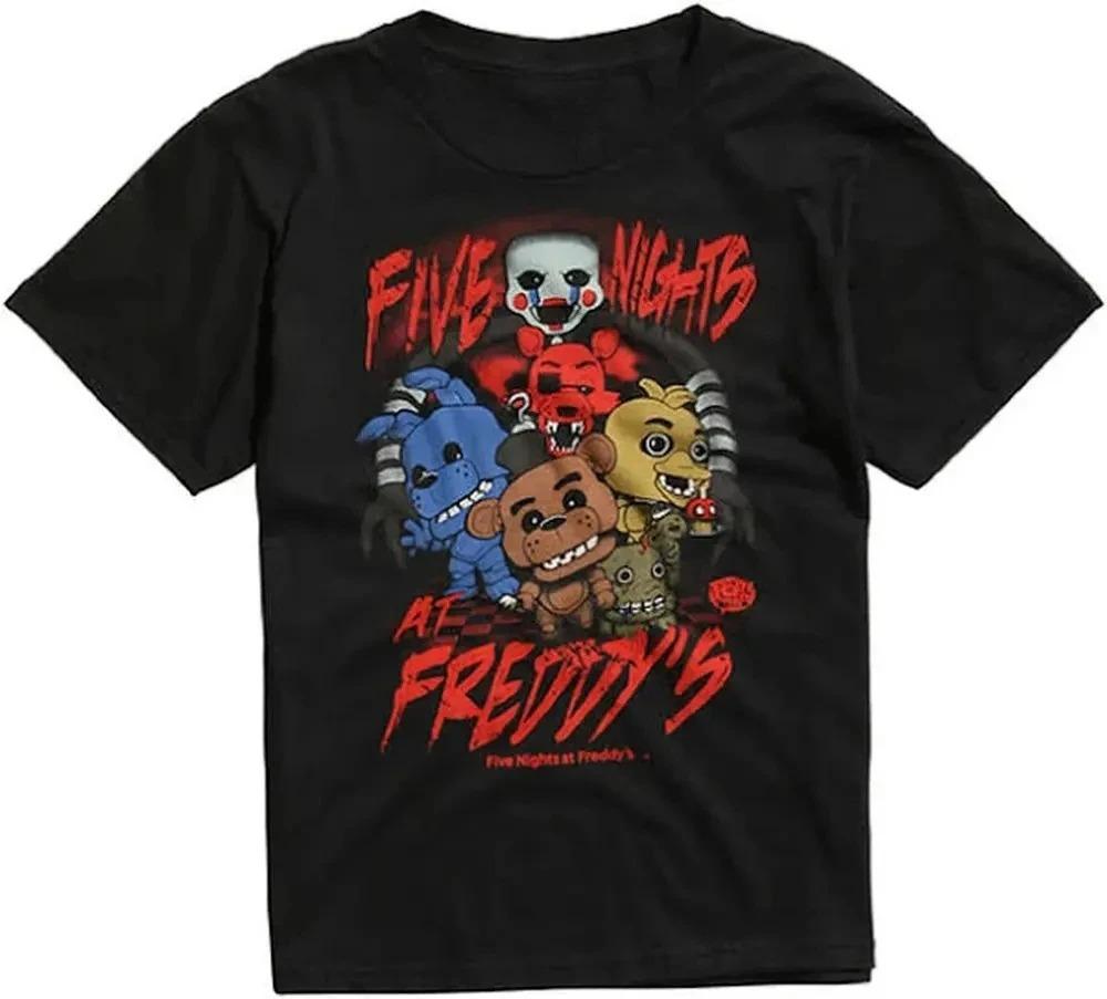 Новая игра ужасов FNAF At Freddys Периферия Принт Футболка Мужская Женская Хлопок Круглый вырез Летняя Новая Футболка Оверсайз Харадзюку Мода Топ