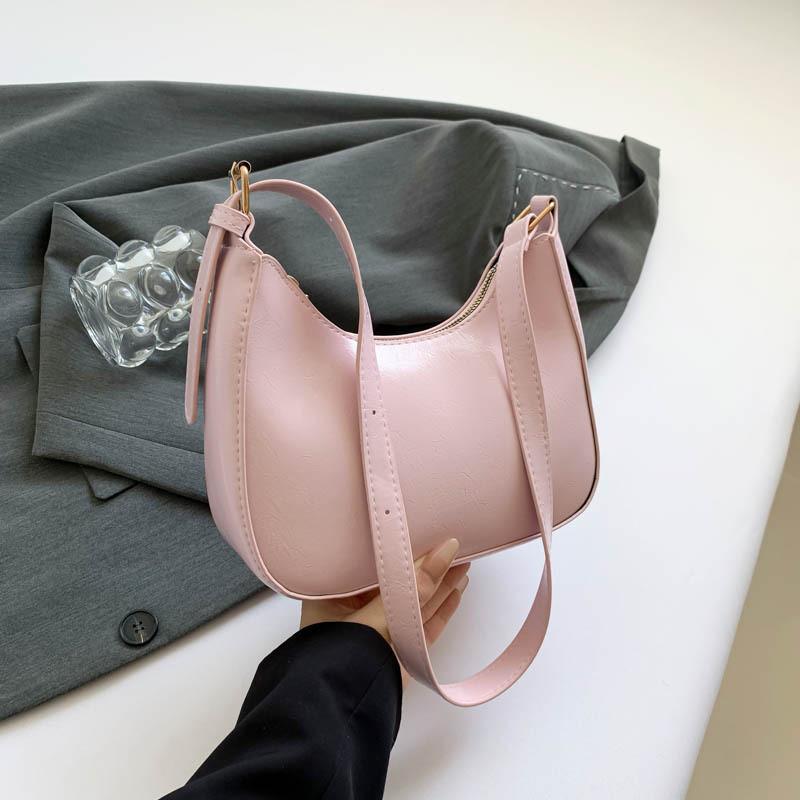 Stylish Retro Pu Handbag With Trendy Crescent Shape And Modern Aesthetic For Everyday Use