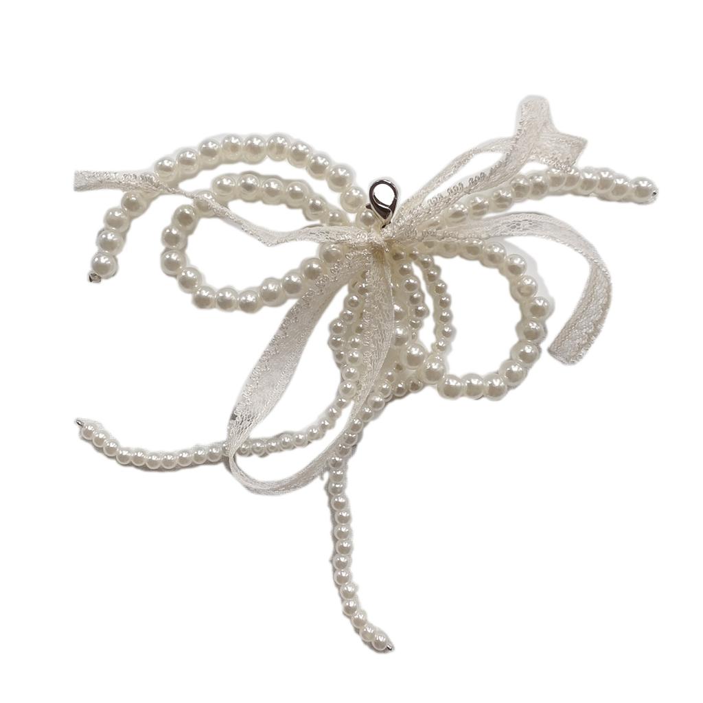 Pearl Bowknot Shoe Buckle Ornament Sweet Lace Bows Charm Keychain for Jewelry Making Phone Pendant Handbag Shoe Decors