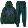 Womens Graphic Print Fleece Hoodie Tracksuit Casual Sportswear Set