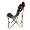 Home Decor Dark Brown Leather Butterfly Chair Folding Golden Stand-Leather Armchair for Living Room, Indoor/Outdoor, Office Chair