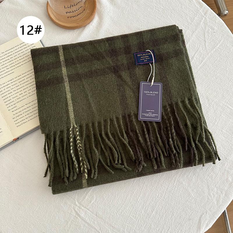 Autumn and Winter Color Blocked Plaid Scarf Winter Warm Scarf Warm and Versatile Plaid Scarf