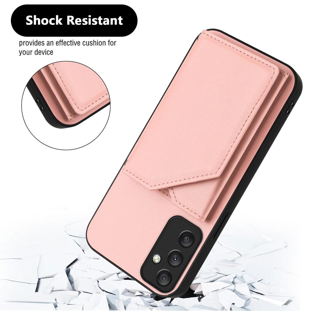 For Samsung Galaxy A35 5G Case Card Holder Kickstand Skin-Touch Phone Cover with Wrist Strap
