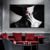 Современная картина маслом для девочек, картина и принты для украшения гостиной, элегантный женский постер с красными губами, настенная живопись на холсте