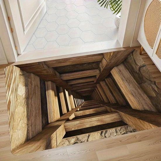 3D Optical Illusion Floor Mat Non-Slip Vision Rug with Stunning 3D Visual Effect Design Area Rug for Living Room Bedroom Hallway Easy Care Carpet