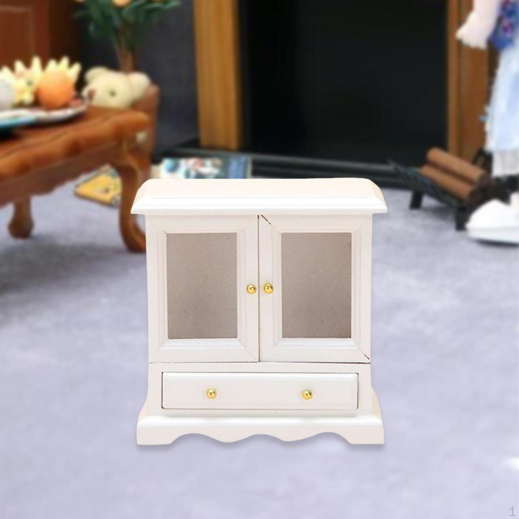 1/12 Dollhouse Display Cabinet Storage Stand Miniature Wooden Frame Furniture Model Smooth Polishing
