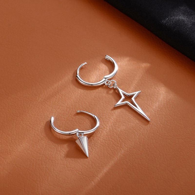 Серебряные серьги модные асимметричные серьги-кольца с крестообразным конусом для женщин ювелирные изделия