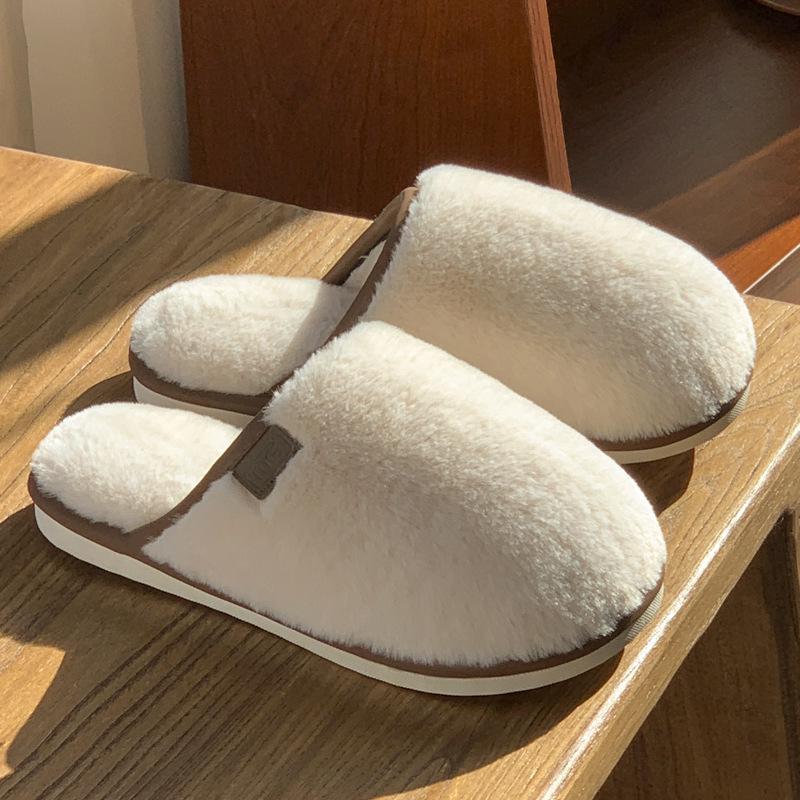 Soft Cotton Plush Winter Slippers: Warm, Non-Slip Indoor Footwear for Couples