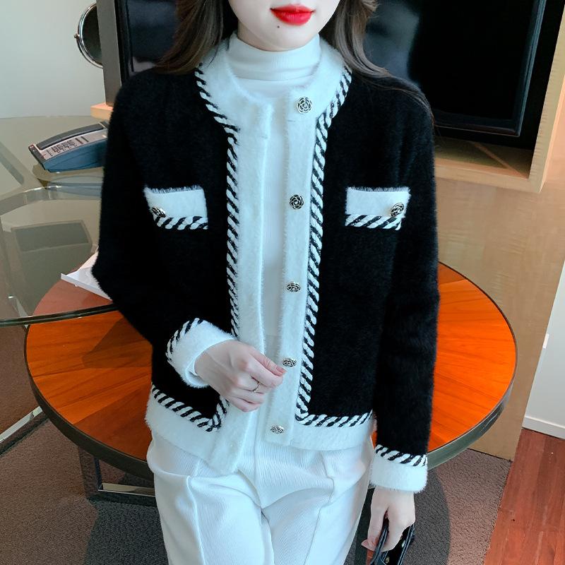 Маленький кардиган-жакет в стиле контрастных ароматов для женщин Осенью и Зимой Последний стиль Звездного темперамента Верхняя одежда