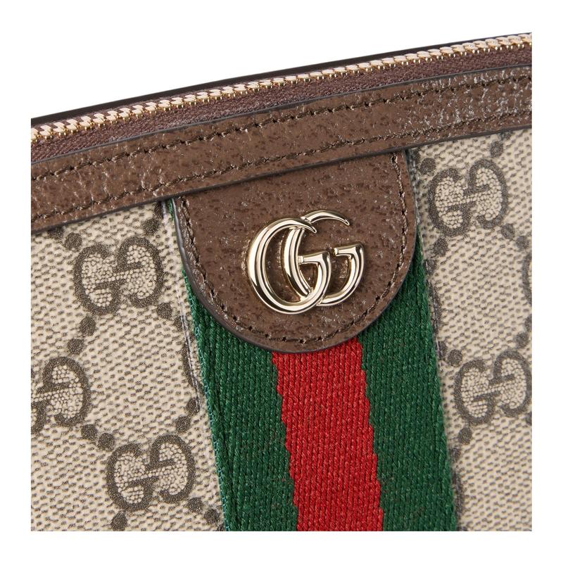 Gucci Ophidia GG Монограмма Дизайн Ткань с покрытием Косметичка Маленькая Женская Бежевый и Коричневый