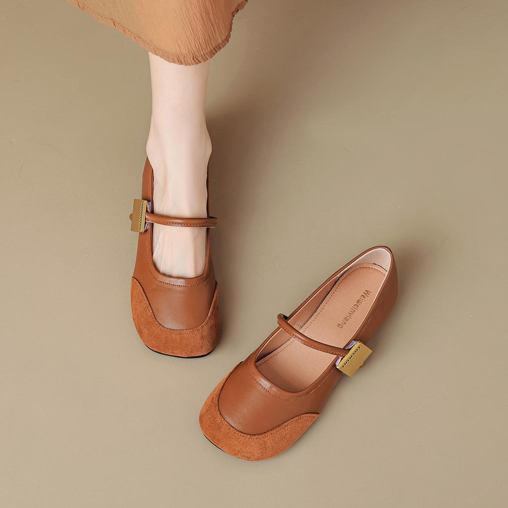 Weiwei Girl 993-5 French Mary Jane Shoes Women's Flat Bottom One Word with Shallow Mouth Retro Soft Sole Single Shoes Fairy Style