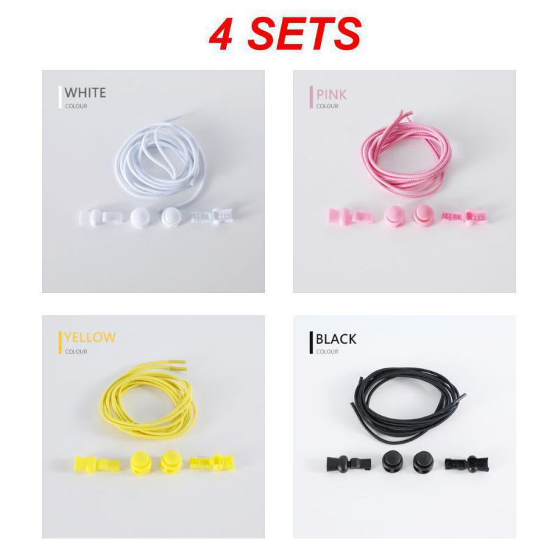 2/3/4SETS Шнурок для обуви Эластичные кроссовки без завязок с эластичными шнурками Кнопка Эластичные шнурки Без шнурков Плоские туфли Шнурок для обуви