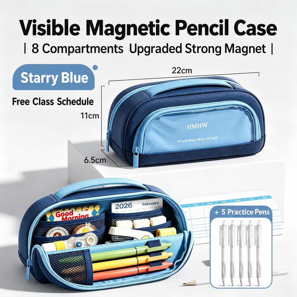 Magnetic large-capacity pencil case boys stationery box pencil case 2026 new style