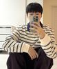 MINDBRIDGE Collar Contrast Oversized Striped T-Shirt