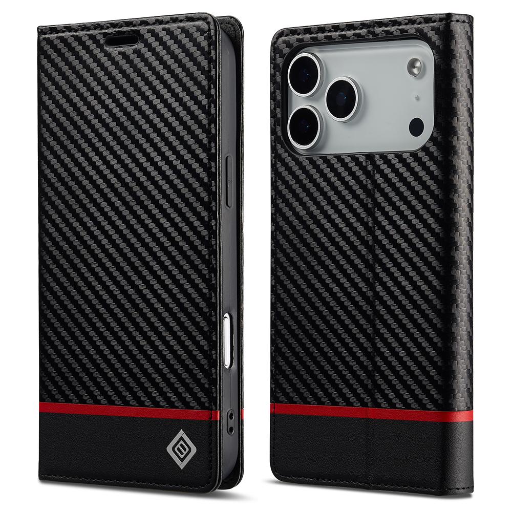 LC.IMEEKE For iPhone 17 Pro Wallet Case Carbon Fiber Texture Leather Phone Cover