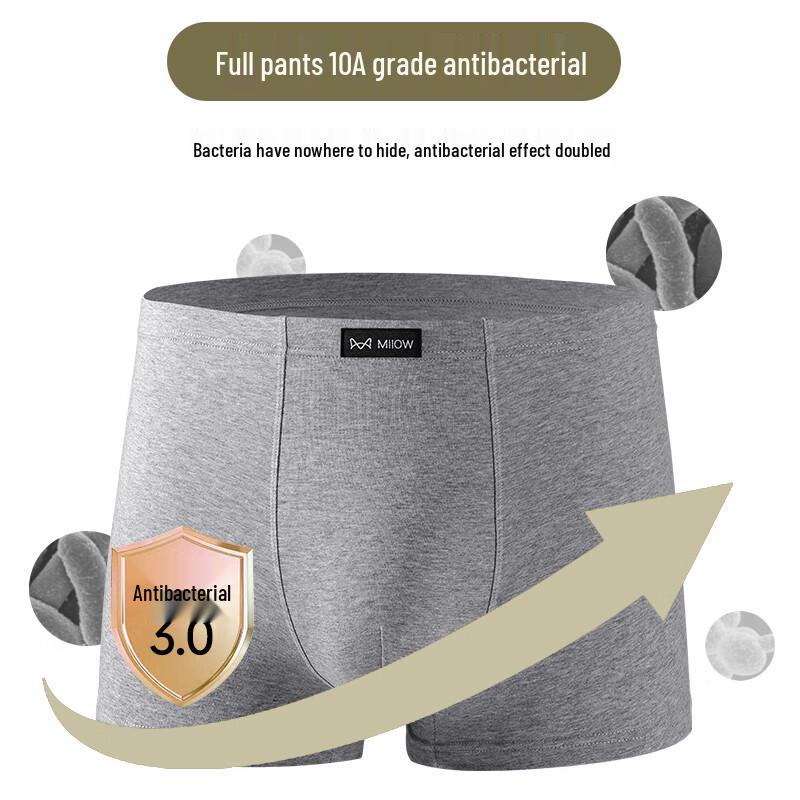 MIIOW Мужские боксеры-брифы из чистого хлопка 10A с антибактериальным эффектом, 4 штуки