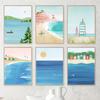 Абстрактное летнее плавание, прыжки, серфинг, морской пейзаж, постеры, холст, картина, минималистичная настенная картина, принт, гостиная, домашний декор