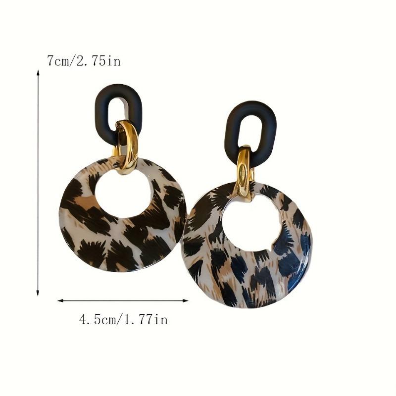 New Vintage Black Leopard Print Circle Drop Earrings For Women Trendy Acrylic Round Geometric Dangle Earrings Jewelry Gifts