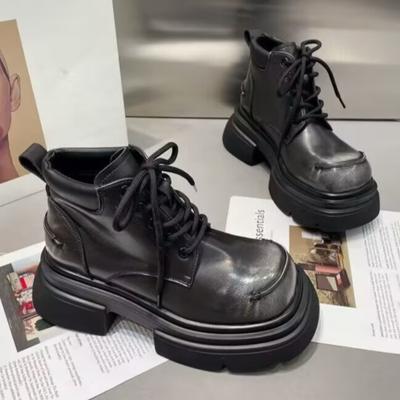 Ботильоны на плоской подошве на платформе, женские повседневные туфли на высоком каблуке, зимние модные кроссовки 2025 года, трендовые готические ботинки для ходьбы на шнуровке, женские ботинки