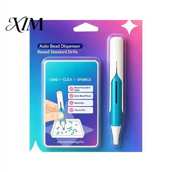 Handheld Rhinestone Tool Automatic Bead Dispenser, Faux Diamond Art Pen with Ergonomic Grip, Portable Applicator Wax-Free for Round Diamonds,